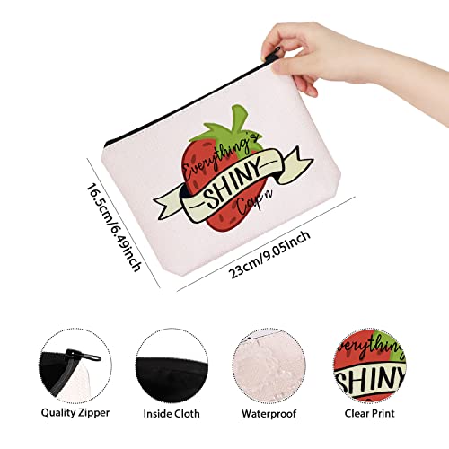 Strawberry Makeup Bag with Metal Zipper – Canvas Cosmetics Pouch