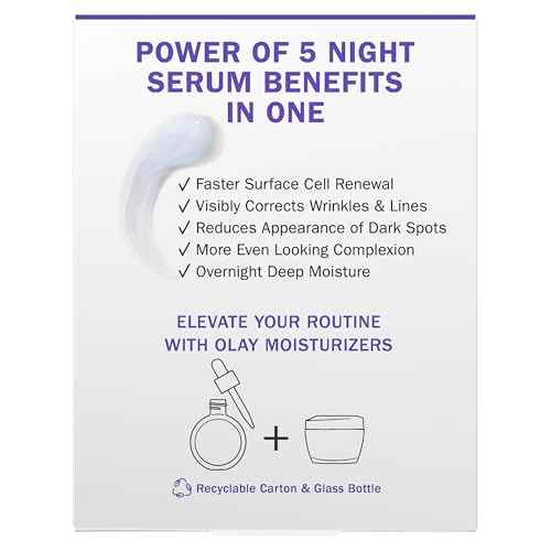 Olay Super Serum Night Repair, Fragrance-Free - Niacinamide, Peptide, Salicylic & Lactic Acid, Glycerin - 5-in-1 Skin Care Benefits - Hydrating, Evens Tone, Reduces Dark Spots, Anti-Aging, 1.7 Oz
