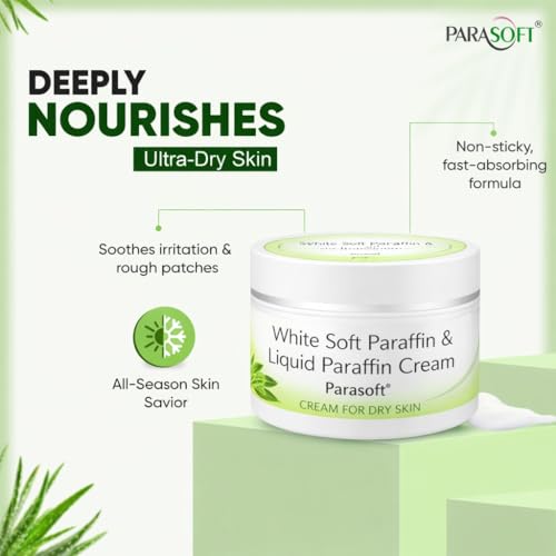 Parasoft Moisturizing Cream with White Soft Paraffin & Liquid Paraffin (100 g / 3.52 oz) Nourishing Daily Hydration Cream for Dry Skin