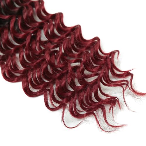 Deep Wave Curly Crochet Hair 22 Inch 3 Packs Curly Braiding Hair Extensions Ocean Wave Crochet Hair for Black Women Wavy Braiding Hair for Boho Box Braids (TBug, 22inch 3pack)