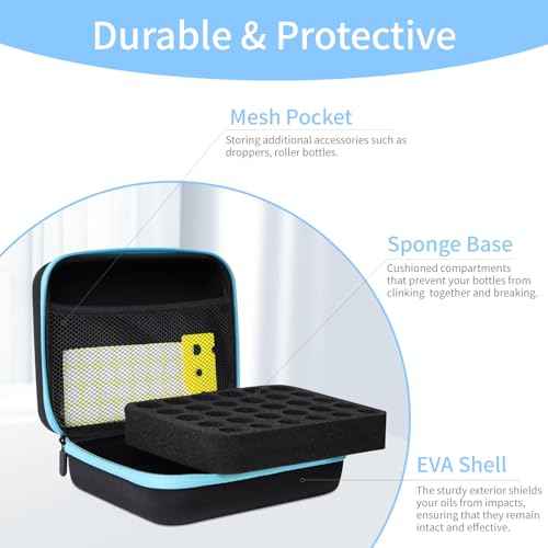 Essential Oil Storage Holder Organizer Carrying Case, 30 Bottles, Essential Oils Box for 5ml- 15ml Bottle Travel Storage Organizer Bag with Labels & Bottle Opener for doTERRA & Young Living