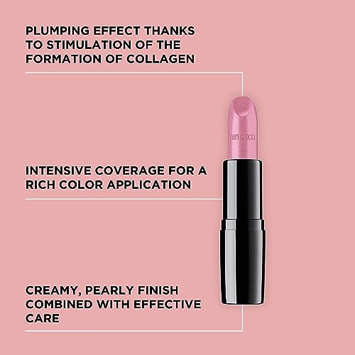 ARTDECO Frosted Rose Lipstick - Long Lasting Plumping Lip Color with Hyaluronic Acid - Creamy, Pearly Finish - 0.14 Oz