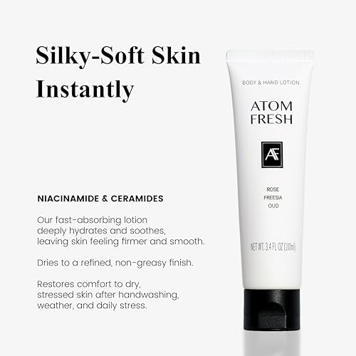 Atom Fresh Natural Vegan Body & Hand Lotion ? Sweet Jam Jasmine ? Intensive Hydration, Firming & Skin Barrier Strength ? Radiant Glow, Non-Greasy ? 13.5 fl oz (100g) (100g, Zesty Citrus Sage)