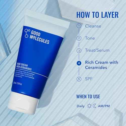 Good Molecules Rich Cream with Ceramides 50 ml / 1.6 oz ? Daily Facial Moisturizer for Dry Skin, Redness ? Face Lotion with Betulin Soothe, Plump, Hydrate, Moisturize ? Anti-aging Skin Care