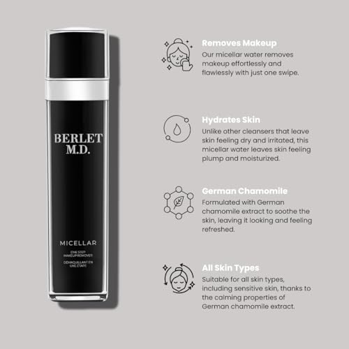Micellar Water, Gentle One-Step Makeup Remover with German Chamomile, Vegan Water-Based Cleanser for Face & Eyes, For All Skin Types Including Sensitive Skin, 120ml