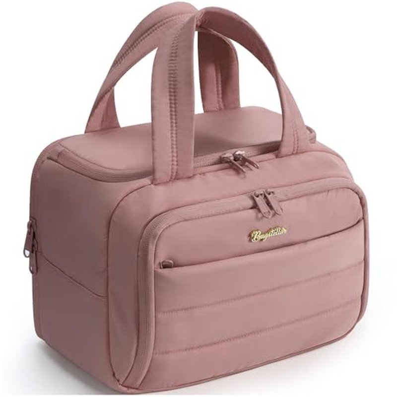 Bagstellar Travel Toiletry Bag for Women, Large Makeup Organizer Dark Pink