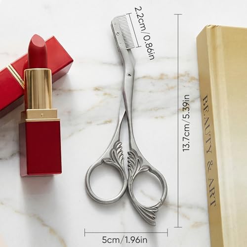 Black Stainless Steel Eyebrow Trimmer Scissors with Comb - Women & Men Grooming Kit