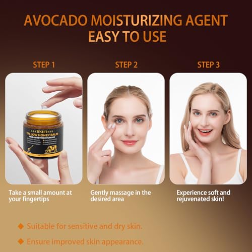 Tallow and Honey Balm for Face Beef Tallow for Skin Organic Grass-Fed Beef Tallow Balm for Face Body Moisturizer (Citrus)