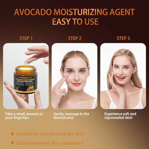 Tallow and Honey Balm for Face Beef Tallow for Skin Organic Grass-Fed Beef Tallow Balm for Face Body Moisturizer (Lavender)