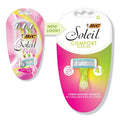 BIC Soleil Comfort Scented Disposable Razors for Women, Sensitive Skin Razor with Aloe Vera and VItamin E Lubricating Strip and 4 Blades, 3 Piece Razor Set