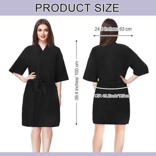 Toulite 8 Pieces Salon Robes Smock for Clients Hair Salon Gown Cape Black Barber Smock Kimono Style Hair Stylist for Clients(2 Pockets)