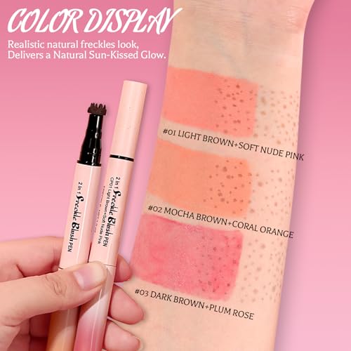 2-in-1 Freckle Pen & Blush - Dark Brown & Plum Rose