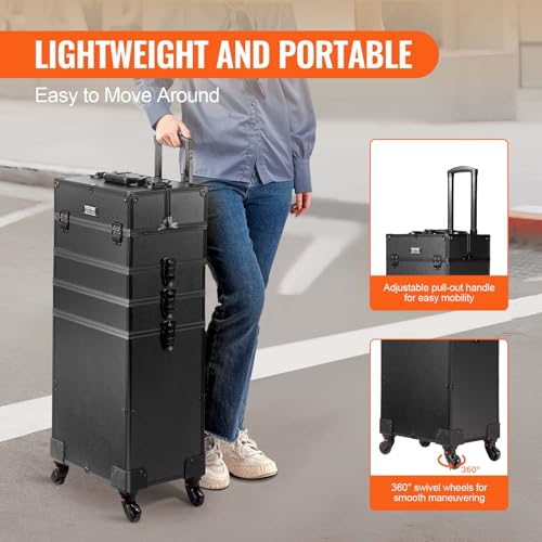 VEVOR 5-in-1 Professional Makeup Train Case Organizer for Women & Girls