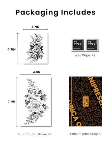 Semi-Permanent Tattoo Sheets for Women - Waterproof Floral