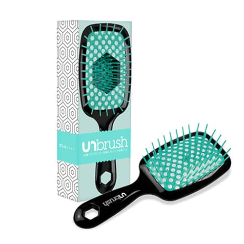 FHI Heat UNbrush Detangling Brush for Pain-Free Brushing on All Wet or Dry Hair Types — Durable DuoFlex Anti-Static Bristles, Lightweight Handle, Vented Hair Brush, Lagoon