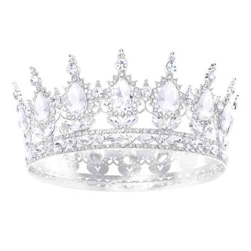 Silver Queen Crown for Women Crystal Tiara for Girl Rhinestone Wedding Headband for Bride Hair Accessories for Costume Birthday Party Prom Gifts