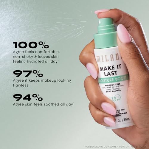 Milani Make It Last Moisture Boost Setting Spray - Alcohol Free Waterproof Makeup Finishing Mist - Hydrating & Soothing Formula for Sensitive Skin - 1 Count