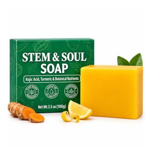 Stem & Soul Turmeric Lemon Soap Bar for Dark Spots - 1 Pcs, Nourishing Facial & Body Cleanser for All Skin Types