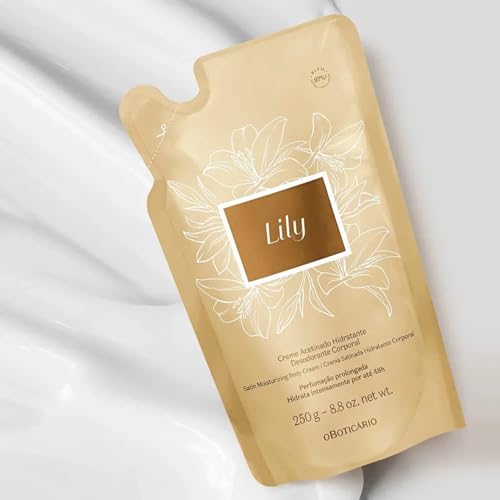 O Botic?rio Lily Satin Moisturizing Body Cream REFILL POUCH, 24 Hour Fragranced Body Butter for Dry Skin, 8.8 Ounce (250g)