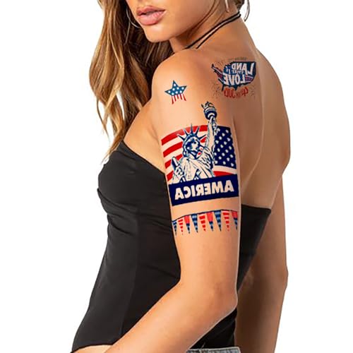 Tazimi 4th of July Temporary Tattoos - 16 Patriotic Sleeves