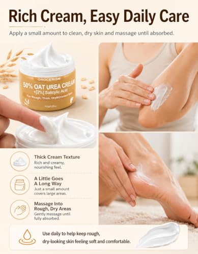 Grocerism 50% Urea Foot Cream with 2% Salicylic Acid for Dry Skin, 5.29 oz