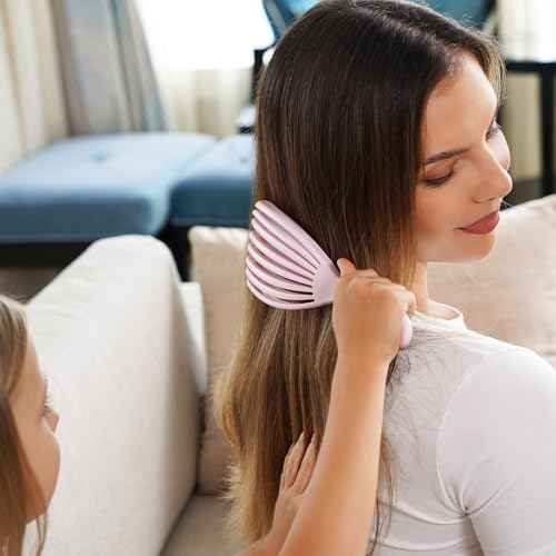 Detangler Brush for Curly Hair, Hairbrush for Wet Dry Thick Thin, Easily Comb Through Curl Hair and Reduces Breakage, Curly Brush for Women Men Kid (Pink)