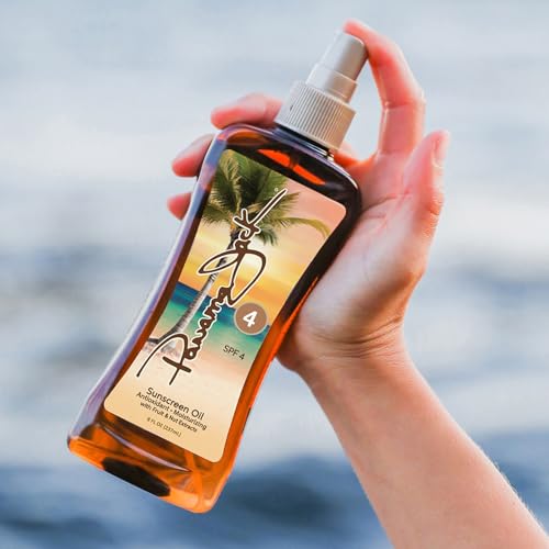 Panama Jack Sunscreen Tanning Oil - SPF 4, PABA, Paraben, Gluten & Cruelty Free, Antioxidant Formula with Exotic Oils & Fruit & Nut Extracts, 8 FL OZ