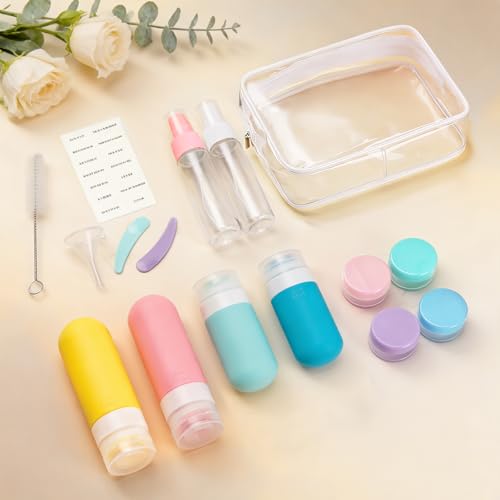 TSA Approved Travel Bottles Set - 18pc Leak Proof Silicone Containers