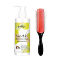 Wozutunt Curl Defining Cream for Natural Wavy & Curly Hair - Anti-Frizz Styling with Brush