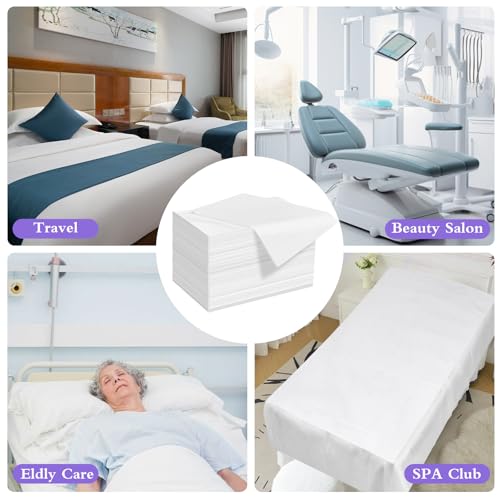 Celmuron 100 Pack Disposable Massage Bed Sheets 31.5x71 White Non-Woven