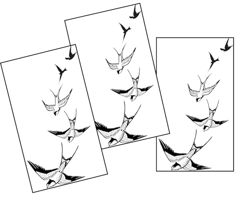 Swooping Swallows Temporary Tattoo – 4x2.5" Flying Bird Design