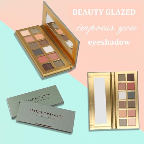 12 Colors Naked Eyeshadow Makeup Palette Matte & Pearlescent Make Up Pallet with Mirror Highly Pigmented Long Lasting Waterproof Travel Size Gift Kit