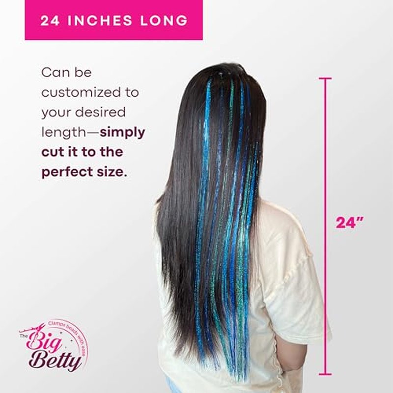 I-Tip Hair Tinsel Extensions Kit - 24 Inch Glitter Hair (Blue)