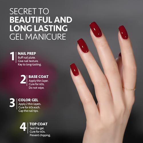 GAOY Burgundy Red Gel Nail Polish 16ml Soak Off UV LED Cure at Home