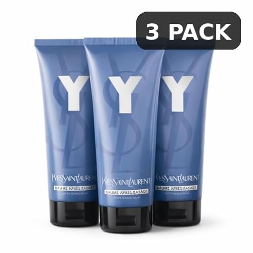 Yves Saint Laurent Y After Shave Balm for Men, Moisturizing Post-Shave Face Balm, Alcohol-Free, Fresh Citrus & Woods Scent, 1.6 oz / 50 ml Flip Top Tube UNBOXED (3 Pack)