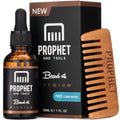 Prophet and Tools Premium Unscented Beard Oil & Comb Set - Thickens and Softens Beard, Relieves Itch & Dry Skin, 100% Natural, Fast-Absorbing Formula - Perfect for Beard Growth & Grooming - 1 oz