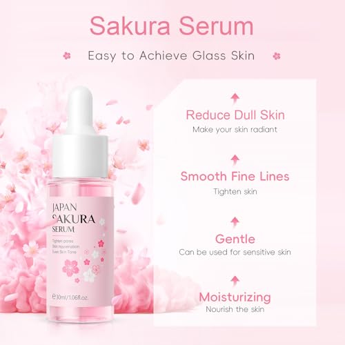 INSEEK Sakura Skin Care Set, Skincare Gifts For Women Teen Girls, Sakura Extract Complete Skincare Routine Set for Clean, Deeply Moisturize and Repair, Improve Skin Elasticity, Reduce Fine Lines