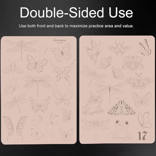 Tattoo Practice Sheets 3PCS – Fine Line Templates on Silicone Skin