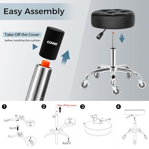 Rolling Stool with Wheels, Adjustable Height 450lb Capacity