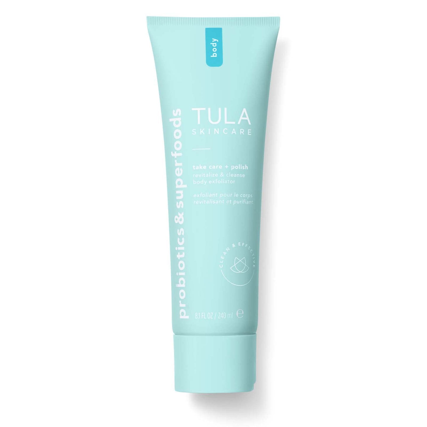 TULA Skin Care Take Care + Polish - Revitalize & Cleanse Body Exfoliator, 2-in-1, Buffs Away Dull Skin & Improves Skin Texture, Contains AHAs, Lemon, and Hibiscus, 8.1 fl oz.