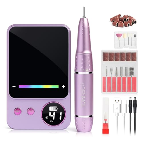 Purple Pro Vrenmol 45000 RPM Electric Nail Drill Kit with Touchscreen & 12 Bits
