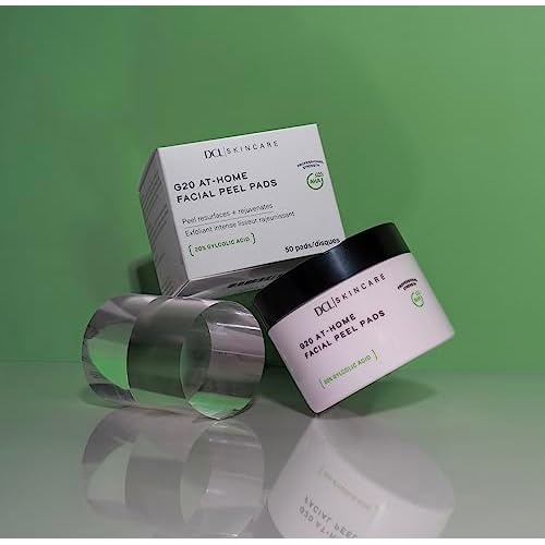 DCL Skincare G20 Glycolic Acid Exfoliating Pads with 20% Glycolic Acid ? Skin-Smoothing & Hydrating, 50 Pads