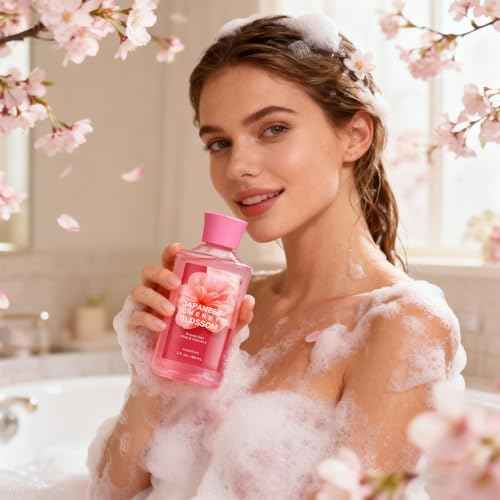 Bath Gift for Women and Girls, Japanese Cherry Blossom Spa Set With Natural Extracts, 3PCS Set - Shower Gel, Lotion, Mist, Personal Self Care Kit, Body Care Travel Set