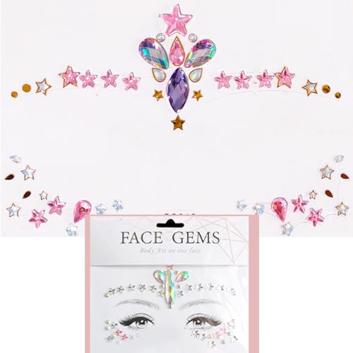 Face Gems Rhinestone Stickers - Self-Adhesive Jewels for Makeup & Parties