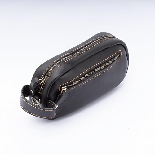 Handmade Premium Leather Men's Toiletry Travel Bag - Dopp Kit & Crossbody Bag , Makeup Organizer, Gift Ideas for Men & Women, Small Travel Bag, Travel Kit, Genuine Leather, Accessories for Men