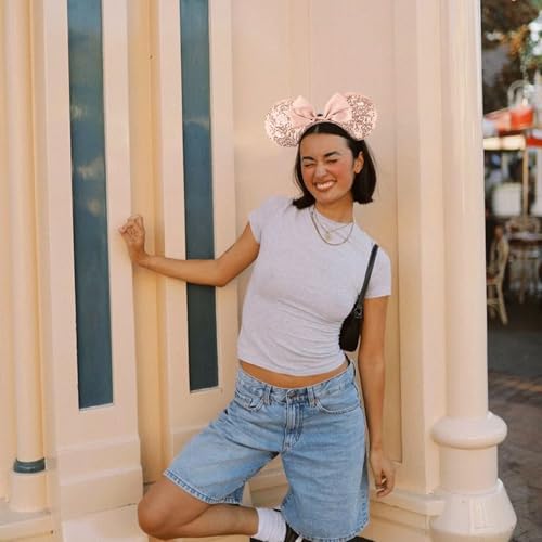DRESHOW Mouse Ears Headband with Sequin Bow – 2-Pack