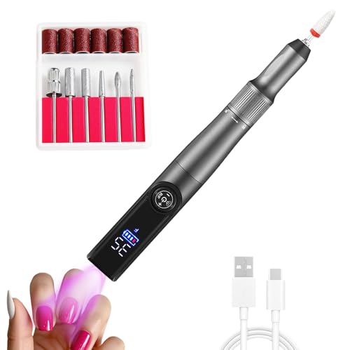Rechargeable Electric Nail Drill with UV Lamp for Manicure & Gel Polishing