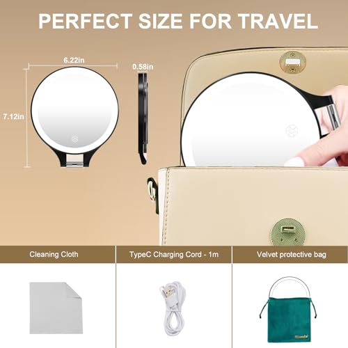 Mocado 20X Magnifying Makeup Mirror with Light, Rechargeable