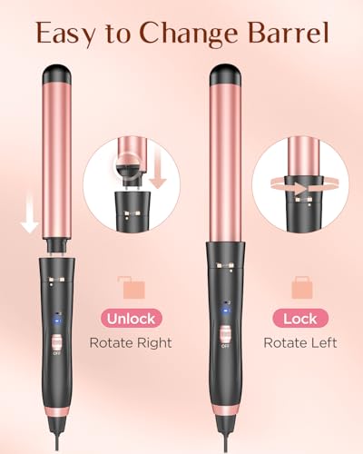 5-in-1 Curling Iron Set with Flat Iron and Hair Waver - Rose Gold