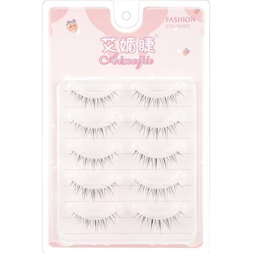 Natural Look False Eyelashes - 5 Pairs Clear Band Daily Wear